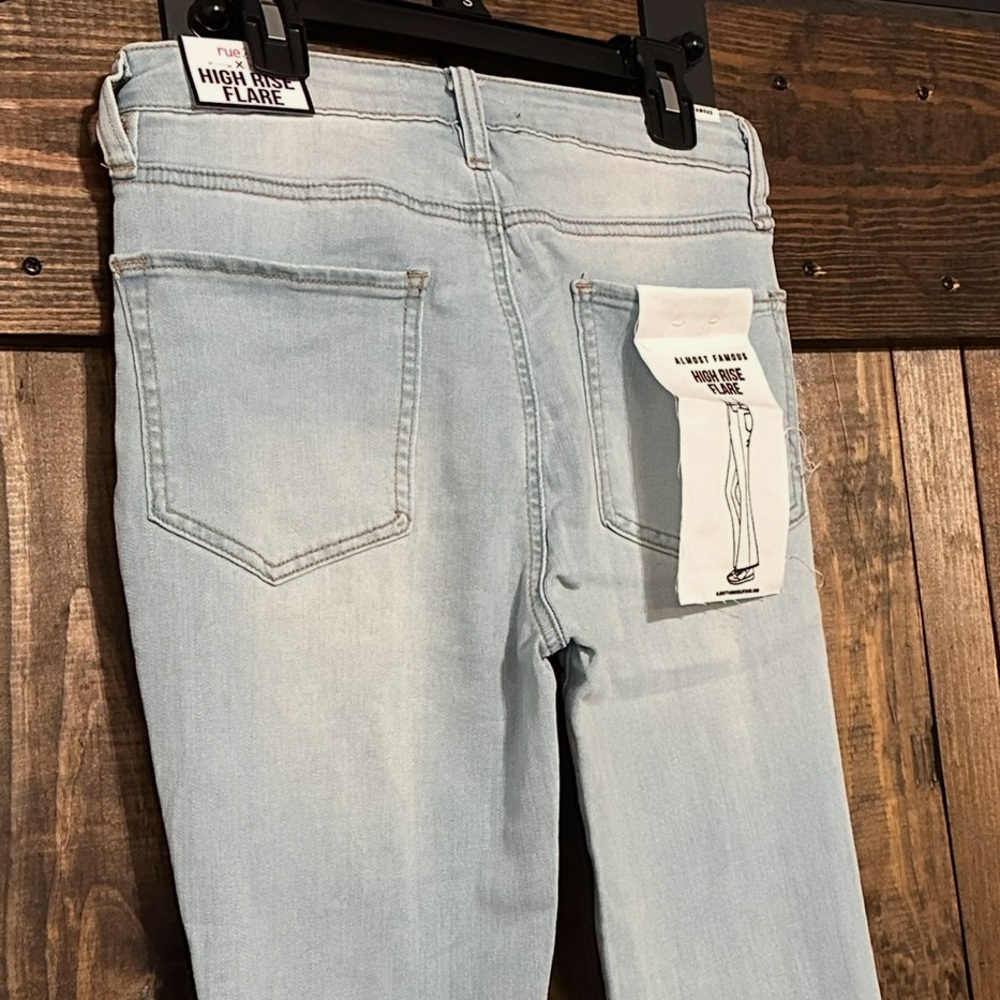 Almost Famous Distressed Light Blue Wide Leg Jeans - Picture 4 of 5